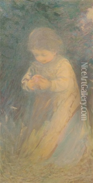 The One Who Found The Apple Oil Painting - William Baxter Closson