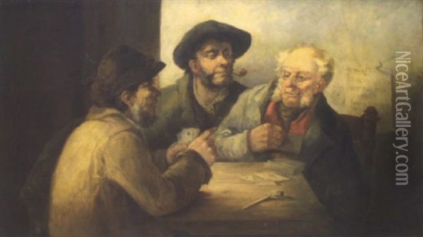 The Card Players Oil Painting - Erskine Nicol