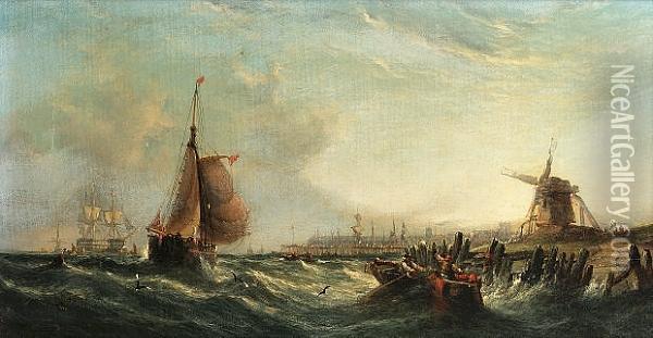 A Summer Morning At Sheerness Looking From Queensborough Oil Painting - William Calcott Knell