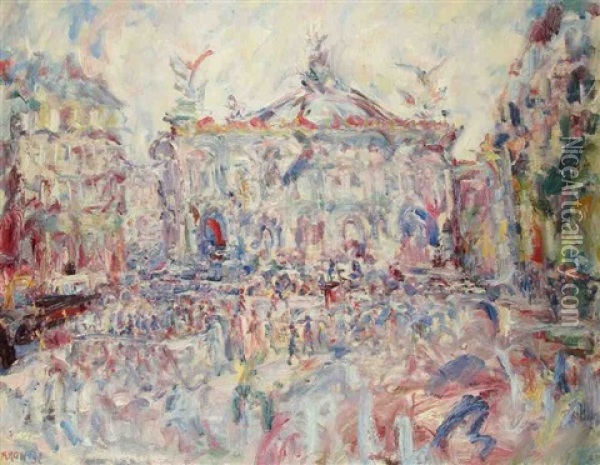 Paris, Place De L'opera Oil Painting - Paul Kron