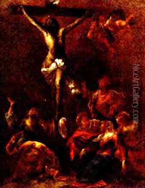 The Crucifixion Oil Painting - Valerio Castello