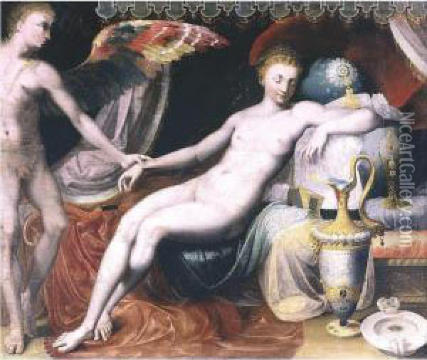 Venus And Cupid Oil Painting - Francesco Primaticcio