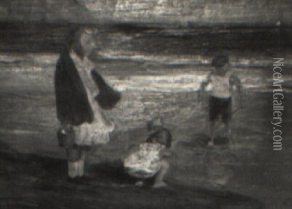 Children On A Beach Oil Painting - Edward Henry Potthast