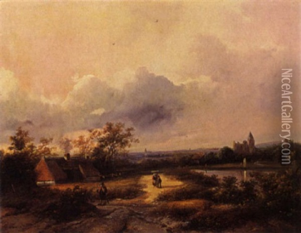By The River Oil Painting - Johanes Petrus van Velzen