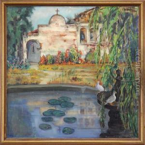 Bloser The Reflecting Pool Oil Painting - Florence Parker Bloser