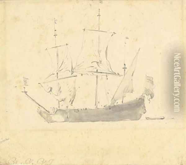 A ship Oil Painting - Adriaen Jansz. Van Ostade
