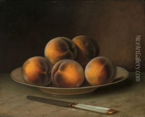 Peaches On A Plate Oil Painting - Carducius Plantagenet Ream