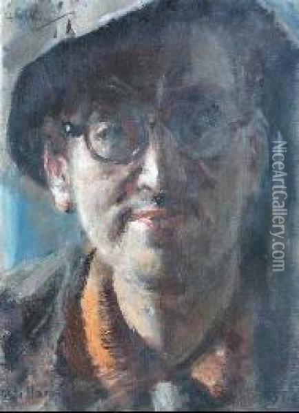 Autoritratto Con Cappello Oil Painting - Gennaro Villani