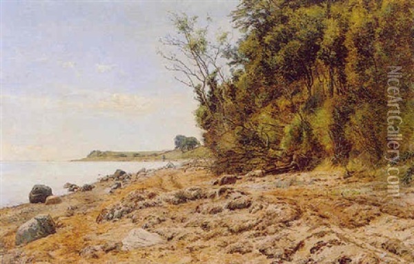 A Rocky Beach Oil Painting - Janus la Cour