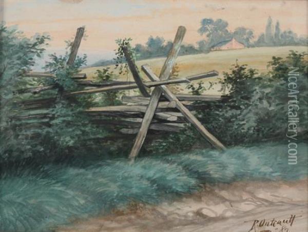 Landscape With Fence Oil Painting - Richard F. Outcault