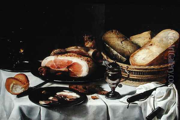 Still Life with Ham (3) Oil Painting - Pieter Claesz.