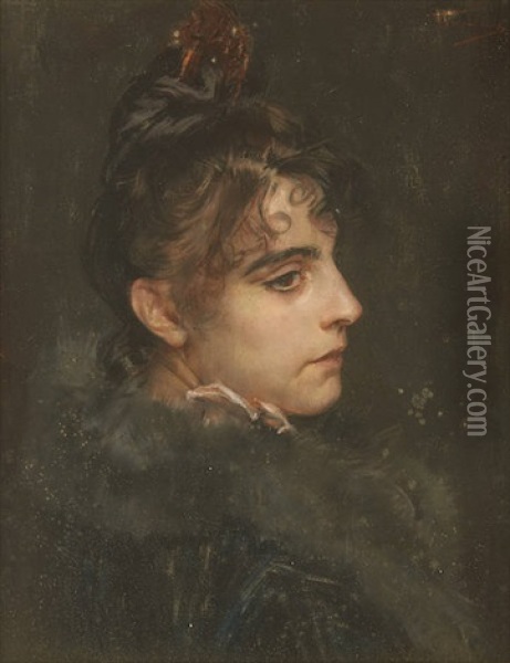 Jeune Femme De Profil Oil Painting - Charles Hermans