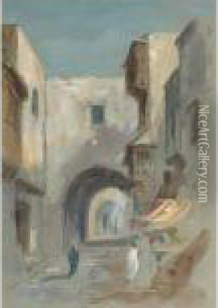 Via De La Rosa, Jerusalem Oil Painting - Hercules Brabazon Brabazon