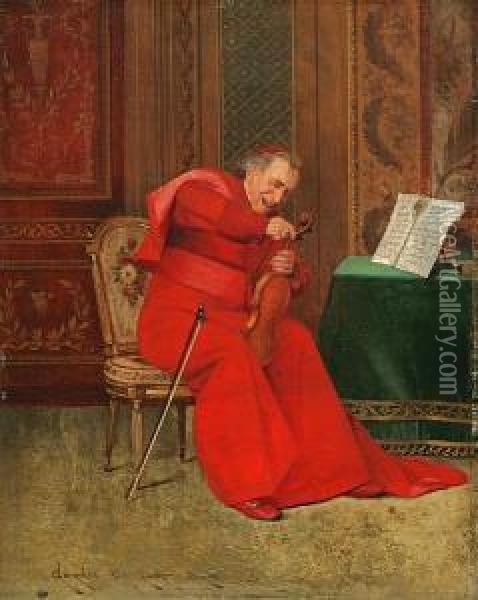 Tuning The Violin Oil Painting - Georges Croegaert