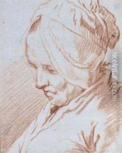 Portrait Of An Old Lady, Bust-length, Wearing A Bonnet Oil Painting - Jan-Anton Garemyn