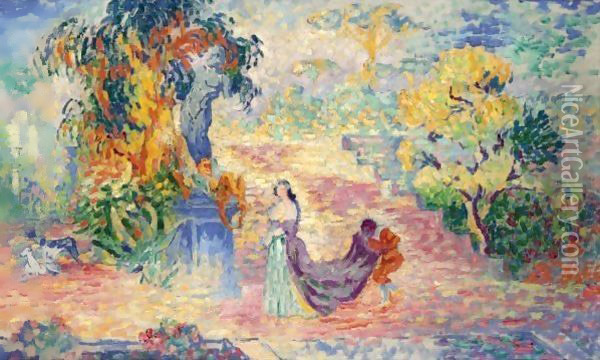 La Dame Au Parc Oil Painting - Henri Edmond Cross