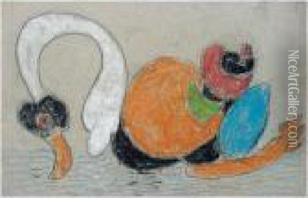 Schwan (swan) Oil Painting - Adolf Hoelzel