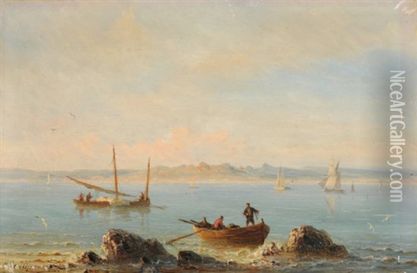 Fischerboote Am Ufer Oil Painting - Henriette Gudin
