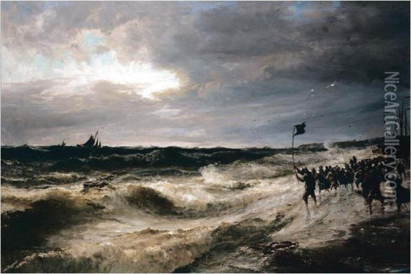 A Perilous Return Oil Painting - Edwin Hayes