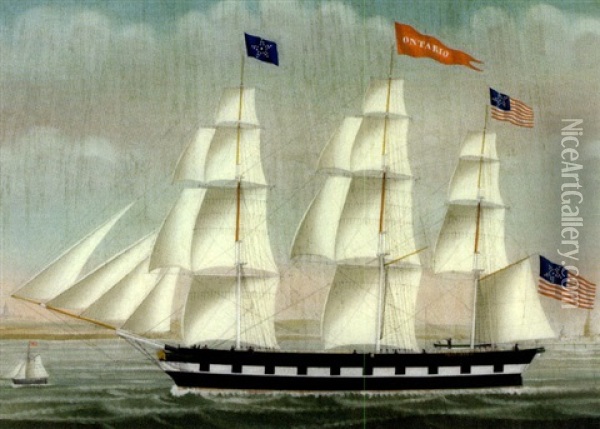 The "ontario" Of Newcastle, Maine, John Holmes, Commander, Leaving Antwerp Oil Painting - Petrus Cornelis Weyts