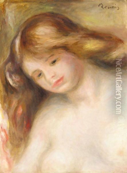 Jeune Femme Au Buste Nu Oil Painting - Pierre Auguste Renoir