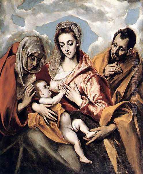 The Holy Family c. 1595 Oil Painting - El Greco (Domenikos Theotokopoulos)