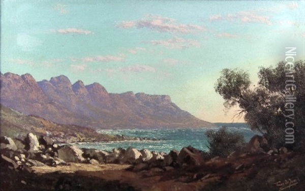 View Of Camps Bay, Capetown, South Africa Oil Painting - Tinus de Jongh