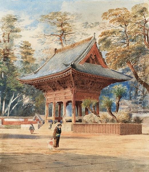 The Bell, Zojoji Temple, Tokyo, Japan Oil Painting - Walter, Major-Generl Fane
