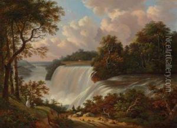 View Atop Niagara Falls Oil Painting - Victor DeGrailly