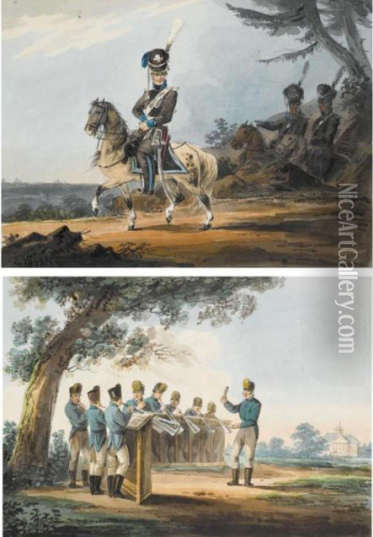 A Pair Of Military Scenes Oil Painting - Carl Ivanovitch Kollmann