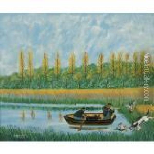 Chasse Aux Canards Oil Painting - Louis Vivin