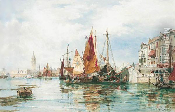 The Mole, Venice, Looking Towards The Doge's Palace Oil Painting - Thomas Bush Hardy