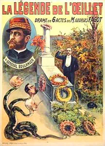 Poster advertising La legende de LOeillet a play by Georges Fagot Oil Painting - Candido Aragonez de Faria