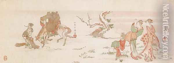 Gathering Herbs Oil Painting - Katsushika Hokusai