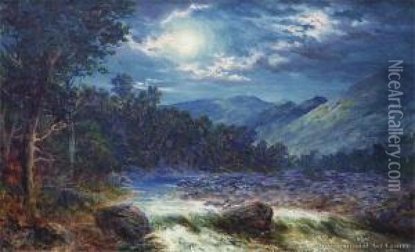 Kaikoura By Moonlight Oil Painting - John Elder Moultray