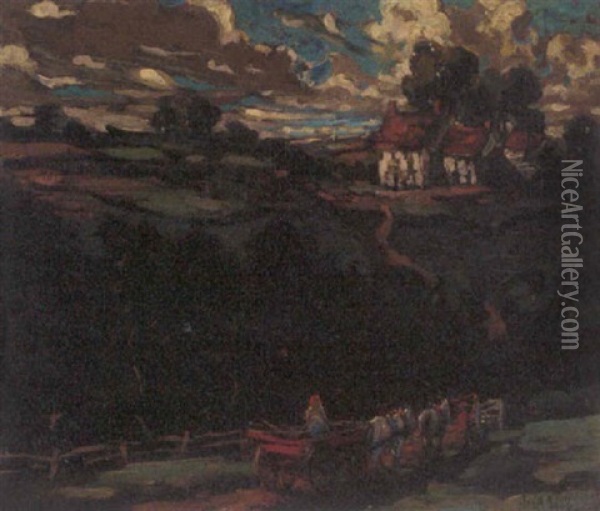 Landscape Slate Heights Oil Painting - Joseph Alfred Terry