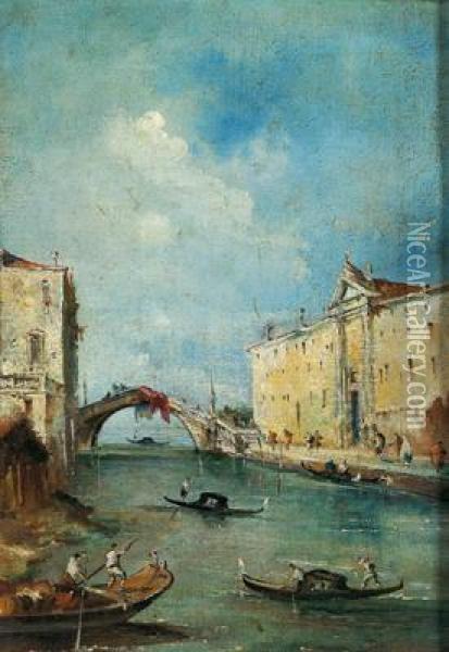 Il Rio Dei Mendicanti Al Convento Dei Domenicani A Venezia Oil Painting - Francesco Guardi