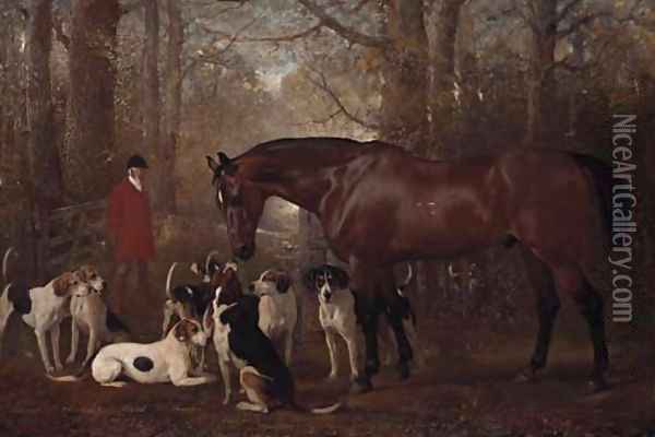 Elford, the Favourite Hunter of Hugo F. Meynell Ingram Esq Oil Painting - Alfred Corbould