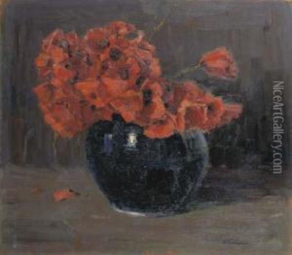 Vaso Con Papaveri Oil Painting - Domenico Quattrociocchi