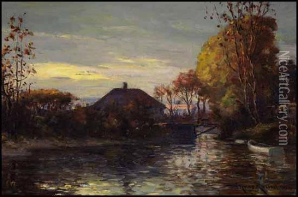 Sunrise On The River Oil Painting - George Horne Russell