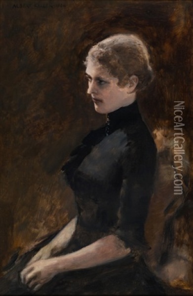Bildnis Einer Dame In Schwarzem Kleid, Sitzend, Wohl Adele De Suivre (geb. Von Mannlich, 1860-1940) Oil Painting - Albert von Keller
