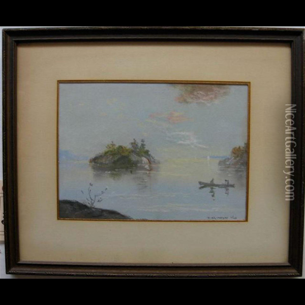 Boaters On A Tranquil Lake Oil Painting - Robert Henry Lindsay