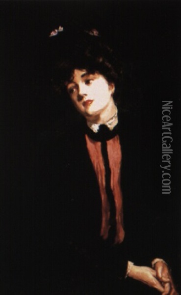Portrait Of Florence Nesbitt Oil Painting - James Carroll Beckwith