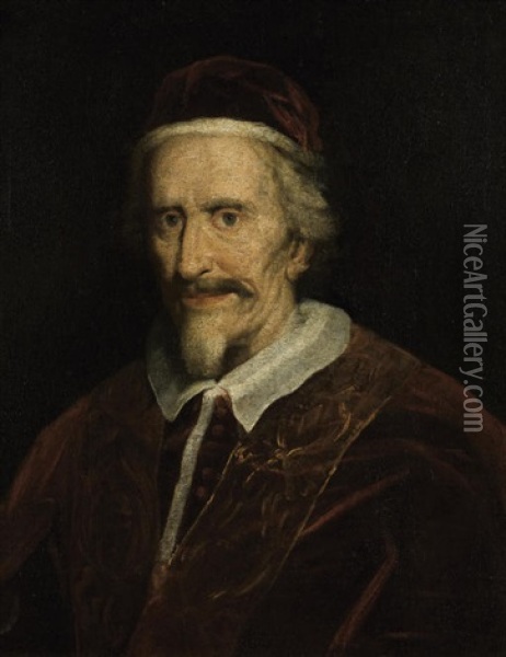 Portrait Of Pope Clement Ix Oil Painting - Giovanni Battista Gaulli
