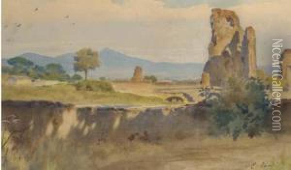 In The Roman Campagna Oil Painting - Enrico Nardi