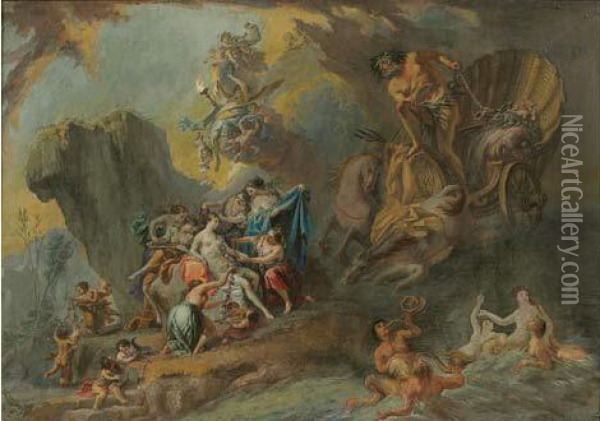Amphitrite Se Preparant Pour Son Mariage Avec Neptune. Oil Painting - Nicolas Guibal