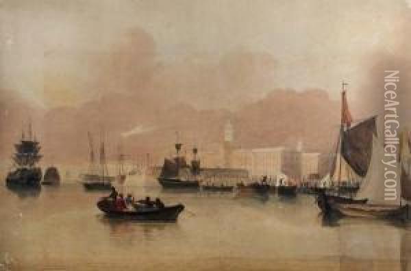 View Of The Mouth Of Portsmouth Harbour Oil Painting - Samuel Read