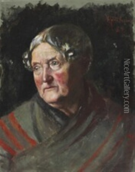 Portrait Of Mutti Knudsen Oil Painting - Marie Kroyer