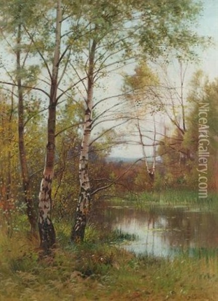 Wood And Water Oil Painting - Ernest Parton