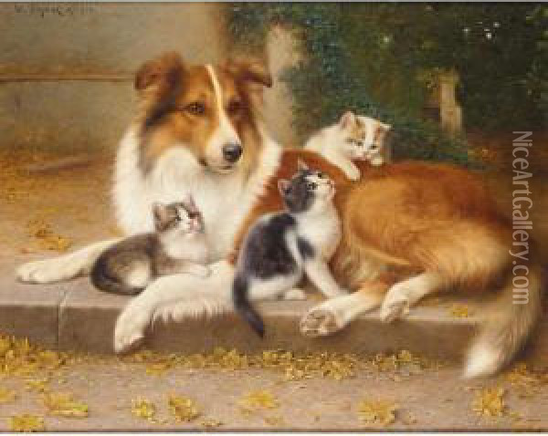 Best Of Friends Oil Painting - Wilhelm Schwar